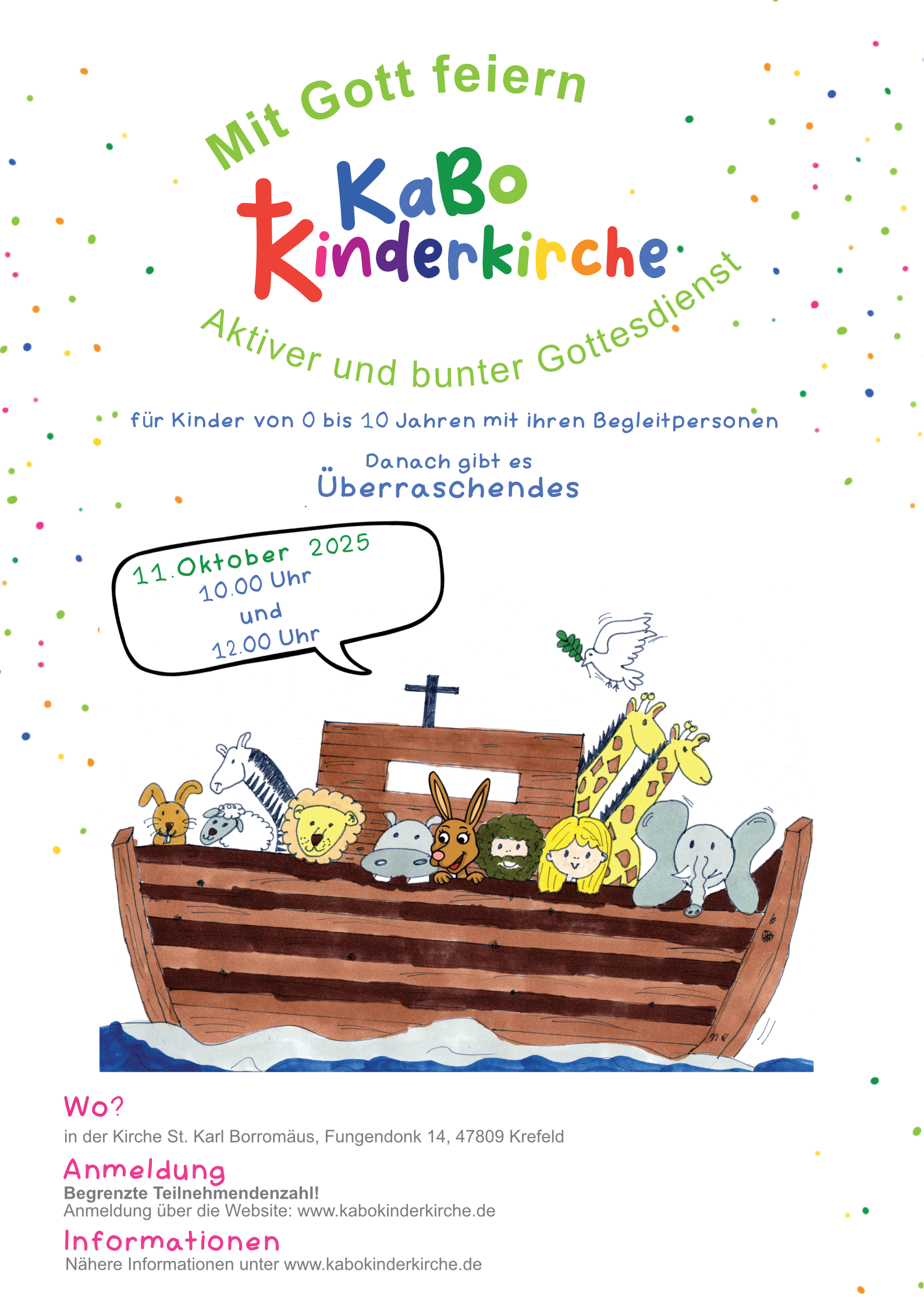 Kängu ist auf einem braunen Schiff mit weiteren Tieren. Über dem Schiff ist eine weiße Taube mit einem Ölzweig im Schnabel.
