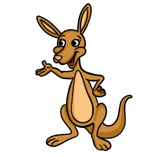 Das Masskottchen Kängu. Ein braunes Känguru.